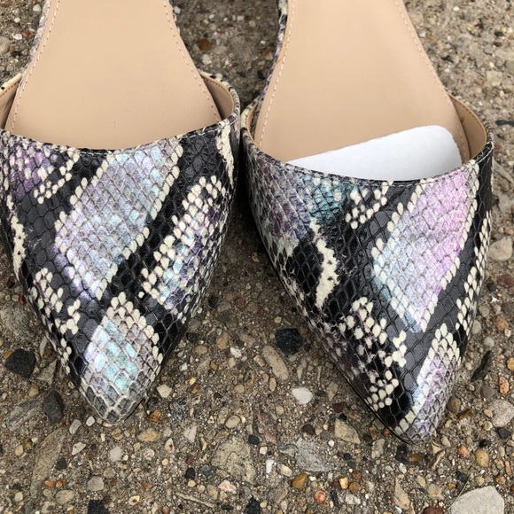 Aldo Snake Print Pointed Toe Block Heel Flats - Picture 6 of 8